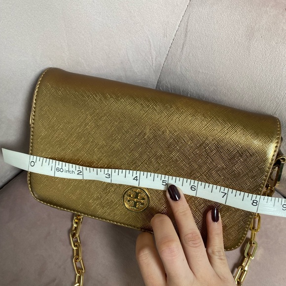 Tory Burch Saffiano Leather Gold Crossbody - Picture 9 of 14